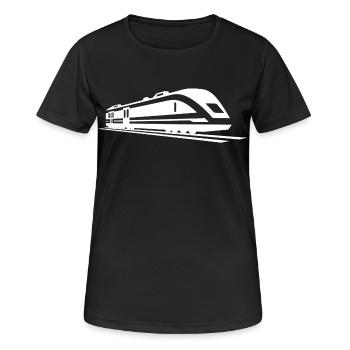 Dessin de train - T-shirt respirant Femme - noir - Devant - AI Model Female 172 light (172cm)