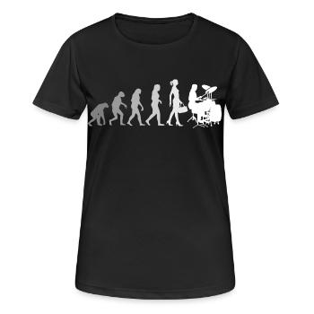Evolution Schlagzeugerin Percussion Drummer - Frauen T-Shirt atmungsaktiv - Schwarz - Vorne - AI Model Female 172 light (172cm)