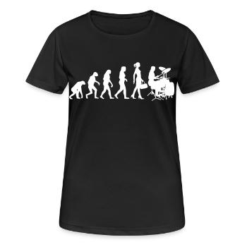 Evolution Schlagzeugerin Percussion Drummer Lady - Frauen T-Shirt atmungsaktiv - Schwarz - Vorne - AI Model Female 172 light (172cm)
