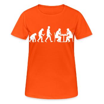 Chess Evolution – Der Weg zum Großmeister - Frauen T-Shirt atmungsaktiv - Neonorange - Vorne - AI Model Female 172 dark (172cm)