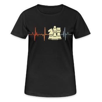 Schachfiguren Kardiogramm - Frauen T-Shirt atmungsaktiv - Schwarz - Vorne - AI Model Female 172 light (172cm)