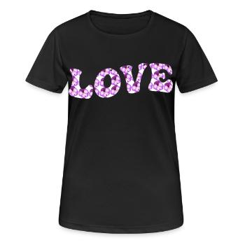 Motif d’amour avec des fleurs lilas - T-shirt respirant Femme - noir - Devant - AI Model Female 172 light (172cm)