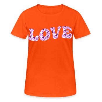 Motif d’amour avec des fleurs lilas - T-shirt respirant Femme - orange néon - Devant - AI Model Female 172 dark (172cm)