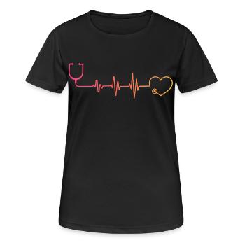 Stethoskop-Krankenschwester Sunset Herzschlag Doktor - Frauen T-Shirt atmungsaktiv - Schwarz - Vorne - AI Model Female 172 light (172cm)