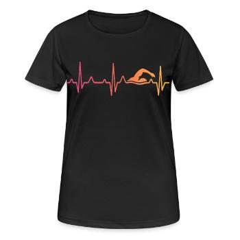 Swim Swim Sunset Heartbeat - Women's Breathable T-Shirt - black - Front - AI Model Female 172 light (172cm)
