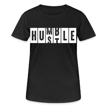 Humble Hustle Distressed Schriftzug - Frauen T-Shirt atmungsaktiv - Schwarz - Vorne - AI Model Female 172 light (172cm)