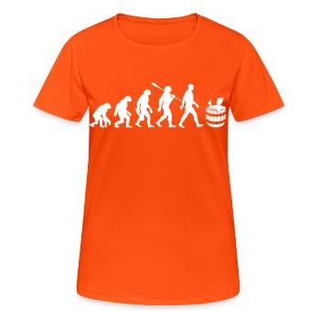 Evolution - Eisbader - Winterbaden - Eisbaden - Frauen T-Shirt atmungsaktiv - Neonorange - Vorne - AI Model Female 172 dark (172cm)