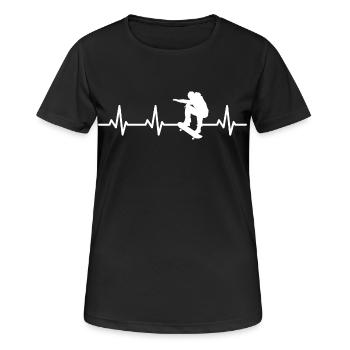 Skater Herzschlag - Frauen T-Shirt atmungsaktiv - Schwarz - Vorne - AI Model Female 172 light (172cm)