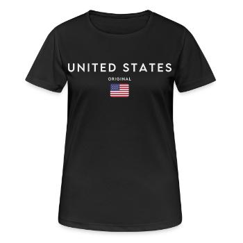 Flagge der Vereinigten Staaten - Frauen T-Shirt atmungsaktiv - Schwarz - Vorne - AI Model Female 172 light (172cm)