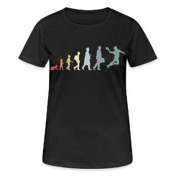 Vintage Handball Evolution - Frauen T-Shirt atmungsaktiv - Schwarz - Vorne - AI Model Female 172 light (172cm)