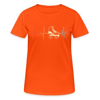 Rollerskates Herzlinie EKG - Frauen T-Shirt atmungsaktiv - Neonorange - Vorne - AI Model Female 172 dark (172cm)