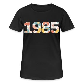 Floral 1985 - 40e anniversaire - T-shirt respirant Femme - noir - Devant - AI Model Female 172 light (172cm)