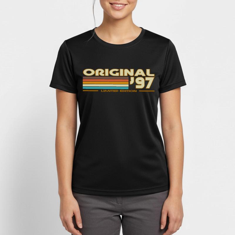 Originale 97er Retro-Pastellstreifen Frauen T-Shirt atmungsaktiv