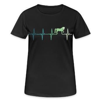 Pferdeherzschlag-Reitdressur - Frauen T-Shirt atmungsaktiv - Schwarz - Vorne - AI Model Female 172 light (172cm)