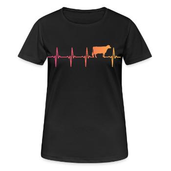 Kuh Sonnenuntergang Herzschlag Kuh Bauer - Frauen T-Shirt atmungsaktiv - Schwarz - Vorne - AI Model Female 172 light (172cm)