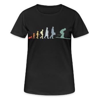 Evolution of skiing - Women's Breathable T-Shirt - black - Front - AI Model Female 172 light (172cm)