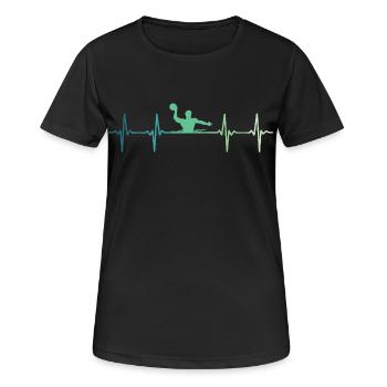 Wasserball Herzschlag Wasserball - Frauen T-Shirt atmungsaktiv - Schwarz - Vorne - AI Model Female 172 light (172cm)