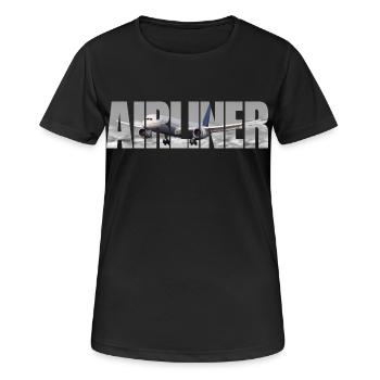 Airliner B 787 - Frauen T-Shirt atmungsaktiv - Schwarz - Vorne - AI Model Female 172 light (172cm)