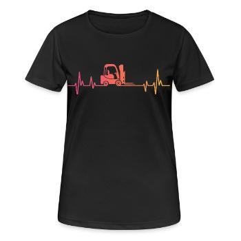 Sunset Heartbeat Forklift - Women's Breathable T-Shirt - black - Front - AI Model Female 172 light (172cm)