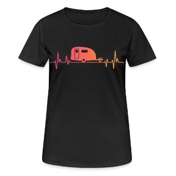 Caravane Sunset Heartbeat camper voyage - T-shirt respirant Femme - noir - Devant - AI Model Female 172 light (172cm)