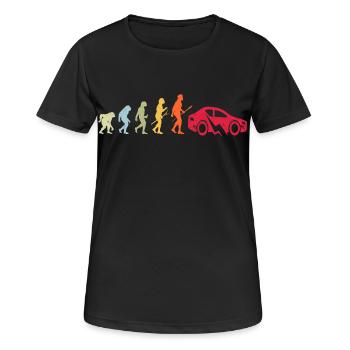 E-Auto Elektroauto Evolution - Frauen T-Shirt atmungsaktiv - Schwarz - Vorne - AI Model Female 172 light (172cm)