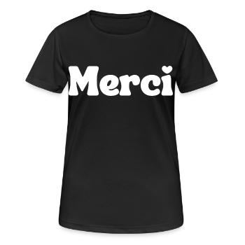Merci - T-shirt respirant Femme - noir - Devant - AI Model Female 172 light (172cm)