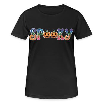 Lettrage d’Halloween effrayant avec citrouille - T-shirt respirant Femme - noir - Devant - AI Model Female 172 light (172cm)