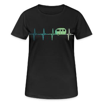 Caravan heartbeat camping caravaning - Women's Breathable T-Shirt - black - Front - AI Model Female 172 light (172cm)