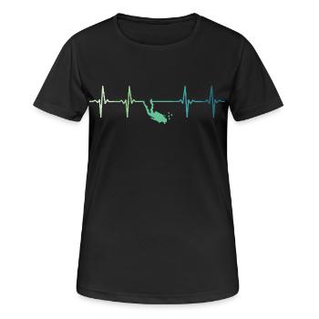 Herzschlagtaucher Taucher - Frauen T-Shirt atmungsaktiv - Schwarz - Vorne - AI Model Female 172 light (172cm)