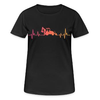 Tractopelle sunset battement de coeur chargeuse - T-shirt respirant Femme - noir - Devant - AI Model Female 172 light (172cm)