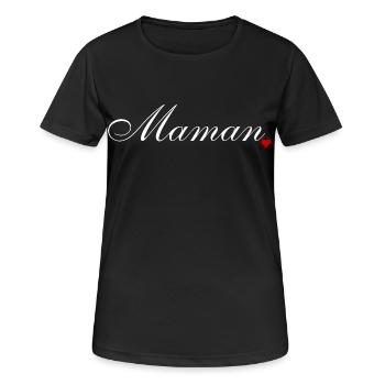 Maman et coeur. Amour pour maman - T-shirt respirant Femme - noir - Devant - AI Model Female 172 light (172cm)