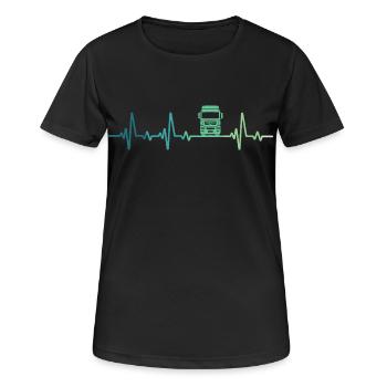 chauffeur routier battement de coeur camion  - T-shirt respirant Femme - noir - Devant - AI Model Female 172 light (172cm)