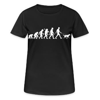 L’homme avec l’évolution du chien marche pour les hommes - T-shirt respirant Femme - noir - Devant - AI Model Female 172 light (172cm)