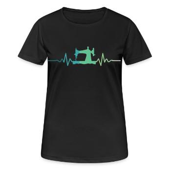 Machines à coudre battement de coeur coudre  - T-shirt respirant Femme - noir - Devant - AI Model Female 172 light (172cm)