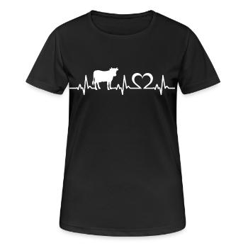 vaches battement de cœur vache vache - T-shirt respirant Femme - noir - Devant - AI Model Female 172 light (172cm)