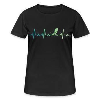 Skifahren Heartbeat-Skifahren - Frauen T-Shirt atmungsaktiv - Schwarz - Vorne - AI Model Female 172 light (172cm)