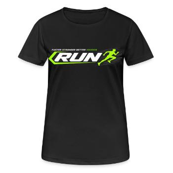 Neon Run Logo Sprint Look - T-shirt respirant Femme - noir - Devant - AI Model Female 172 light (172cm)