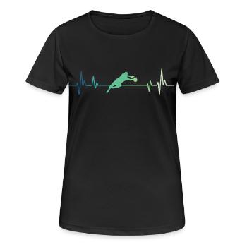 Gardien de but de football battements de cœur   - T-shirt respirant Femme - noir - Devant - AI Model Female 172 light (172cm)