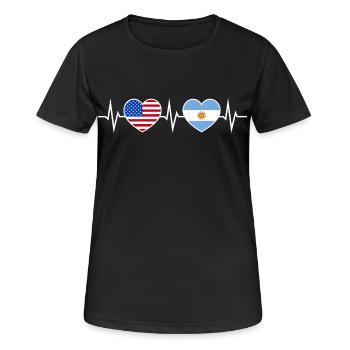Argentina USA Heartbeat Love Friendship - Women's Breathable T-Shirt - black - Front - AI Model Female 172 light (172cm)