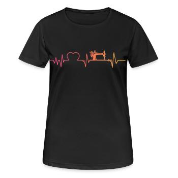Sewing machine sunset heartbeat sewing - Women's Breathable T-Shirt - black - Front - AI Model Female 172 light (172cm)