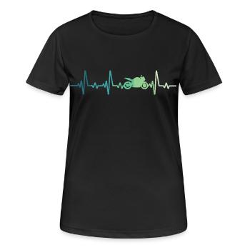 Motorrad-Motorrad-Herzschlag-Motorrad - Frauen T-Shirt atmungsaktiv - Schwarz - Vorne - AI Model Female 172 light (172cm)