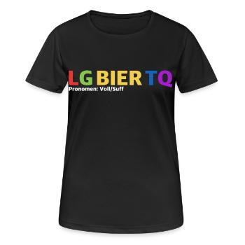 LG Bier TQ | Party, grill - Frauen T-Shirt atmungsaktiv - Schwarz - Vorne - AI Model Female 172 light (172cm)