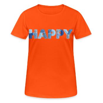 HAPPY Denim Patchwork neuer Trend - Frauen T-Shirt atmungsaktiv - Neonorange - Vorne - AI Model Female 172 dark (172cm)