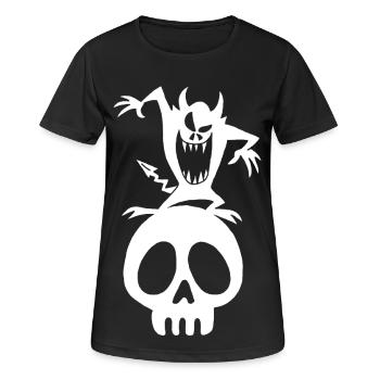 White Demon on a Skull - Women's Breathable T-Shirt - black - Front - AI Model Female 172 light (172cm)