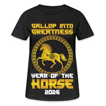 Year Of Horse Chinese New Year 2026 - Women's Breathable T-Shirt - black - Front - AI Model Female 172 light (172cm)