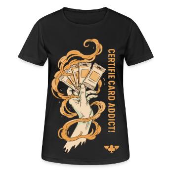 Trading Card Binder CERTIFIE CARD ADDICT Booster - Women's Breathable T-Shirt - black - Front - AI Model Female 172 light (172cm)