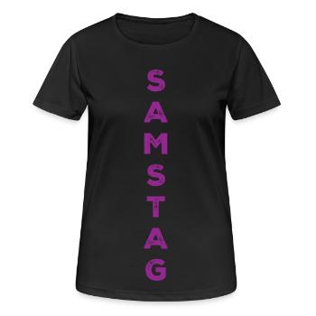 Saturday - purple - Women's Breathable T-Shirt - black - Front - AI Model Female 172 light (172cm)
