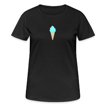 Eis Eiscreme Waffel blau cool Sommer Eisdiele Fan - Frauen T-Shirt atmungsaktiv - Schwarz - Vorne - AI Model Female 172 light (172cm)