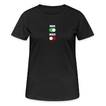 Music On World Off - T-shirt respirant Femme - noir - Devant - AI Model Female 172 light (172cm)