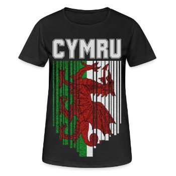 Flagge von Wales, walisischer Stolz - Frauen T-Shirt atmungsaktiv - Schwarz - Vorne - AI Model Female 172 light (172cm)